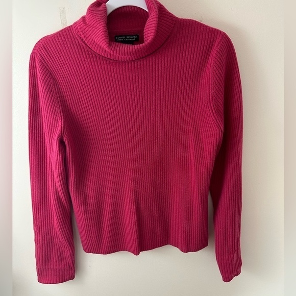 DANIEL BISHOP 100% cashmere ribbed knit bright pink size M - Picture 1 of 7